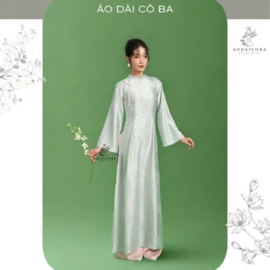 Áo Dài Thiên Điệp Form Truyền Thống Cách Điệu Tay Loe Dài, Đính Nơ Trẻ Trung Phù Hợp Mặc Lễ Tết, Sự Kiện,.- Áo Dài Cô Ba
